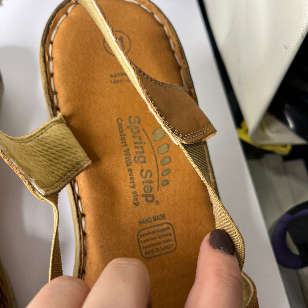 Spring Step Women's Sandals Size 41 9.5 10 Karmel in Camel Leather Wedge Turkey - Picture 4 of 6